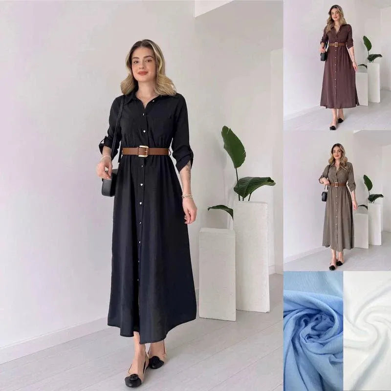 Robe longue moderne et élégante avec ceinture